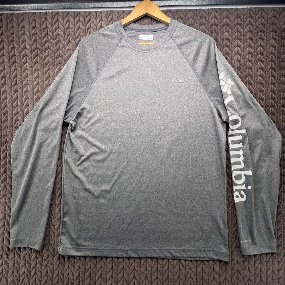 Columbia PFG Terminal Tackle Shirt Mens M Gray Long Sleeve Performance Fishing